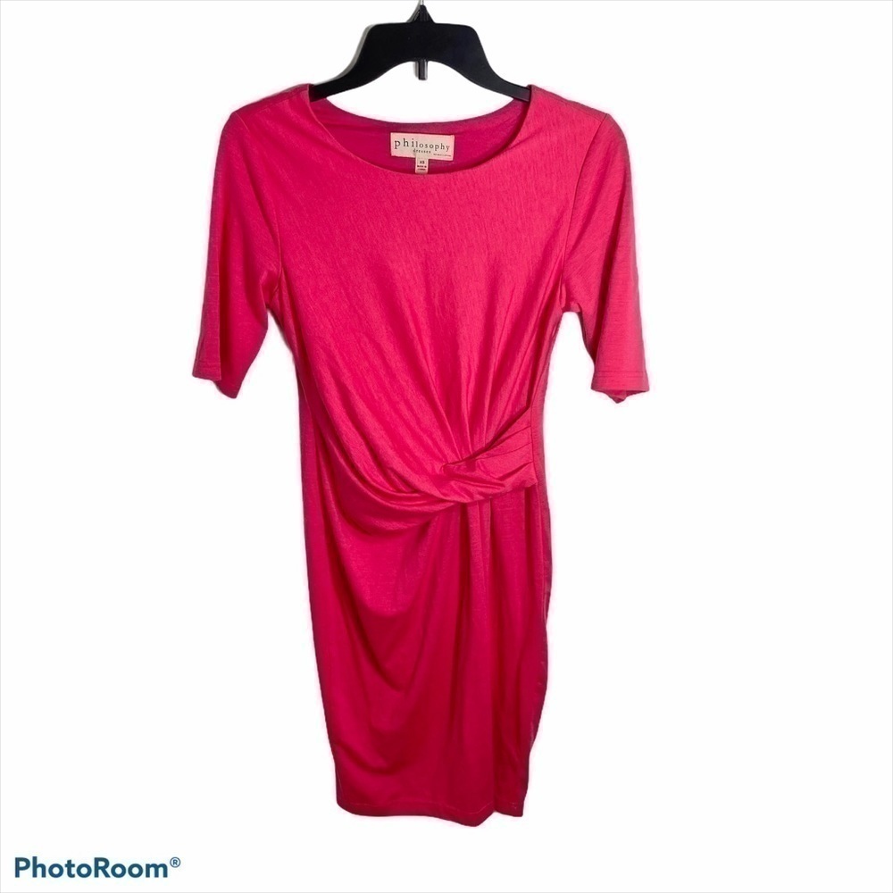 Philosophy Pink Gathered Waist Dress Sz XS Midi